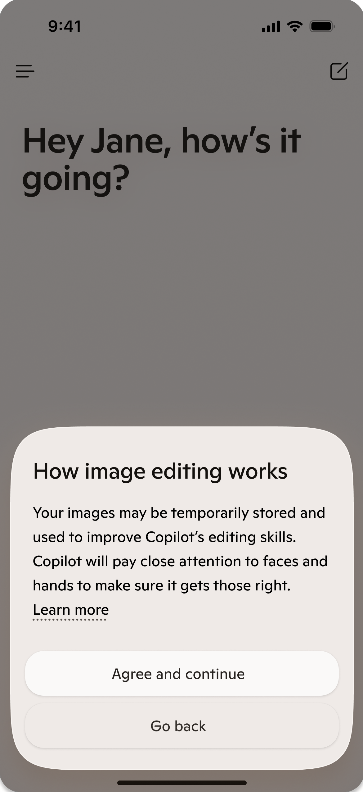 Image generation consent after