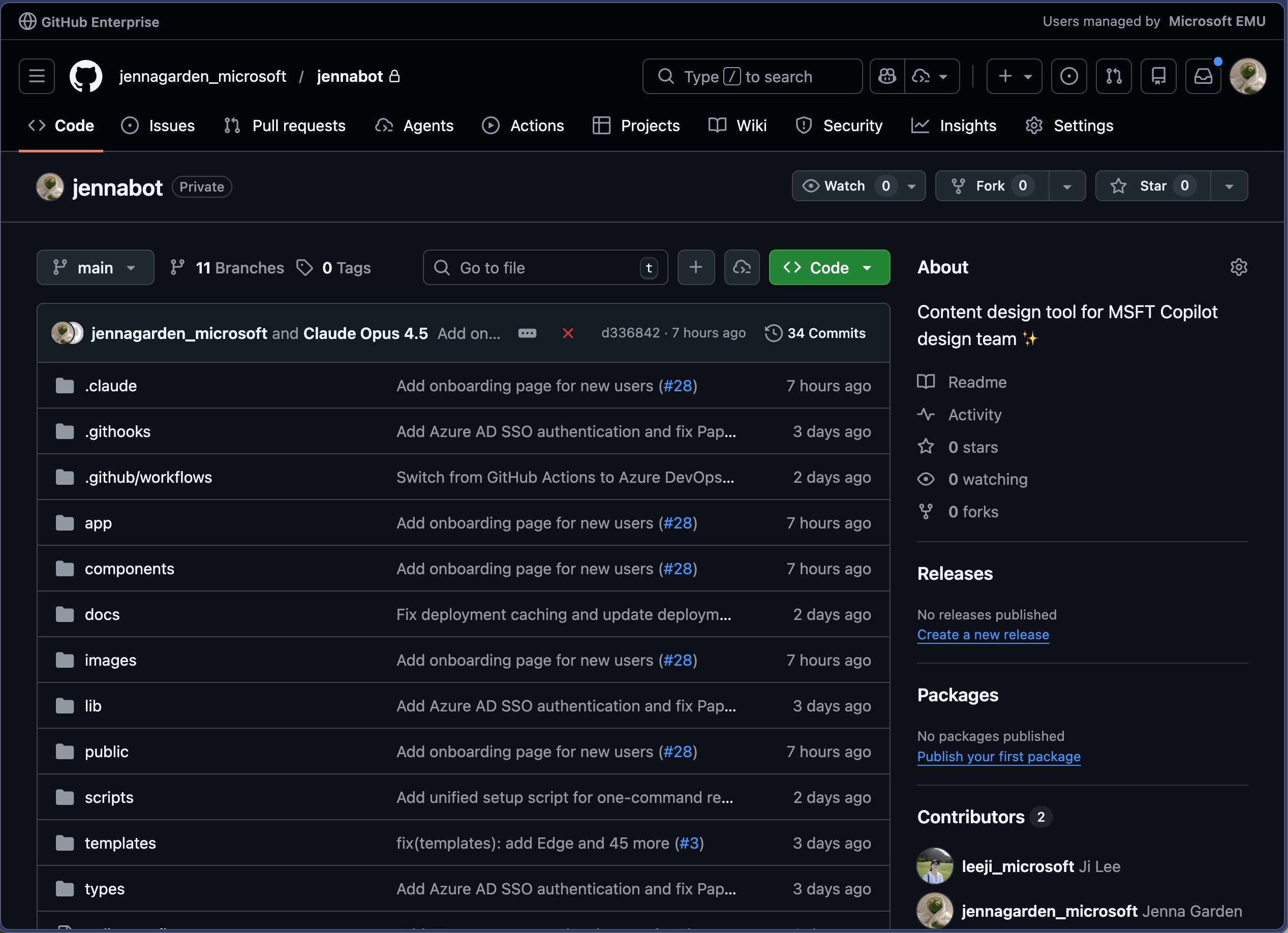 Screenshot of the JennaBot repo