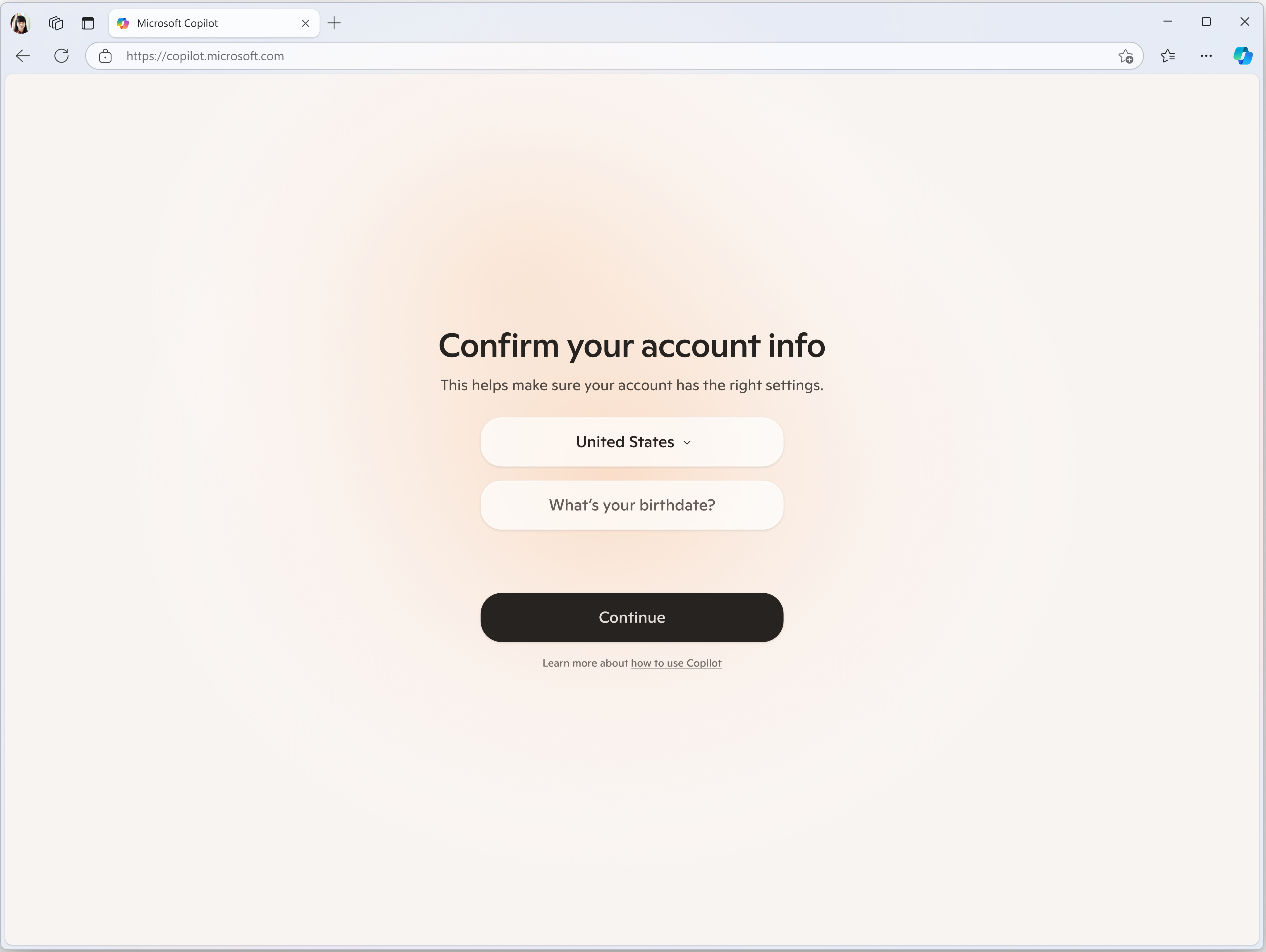 Country and DOB selector on web